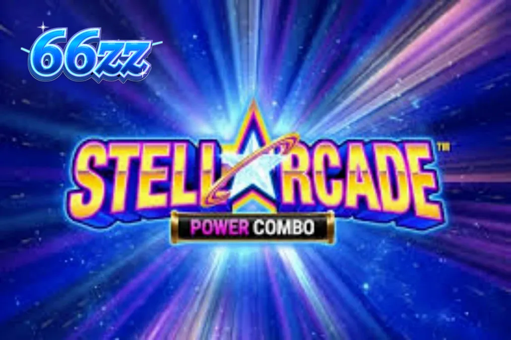 Stellarcade Power Combo স্লটের নিওন-আর্কেড মহাকাশ থিম এবং গেমপ্লে ইন্টারফেসের দৃশ্য।